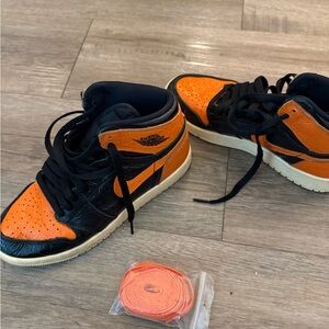 Jordan Orange and Black Sneakers High-Top